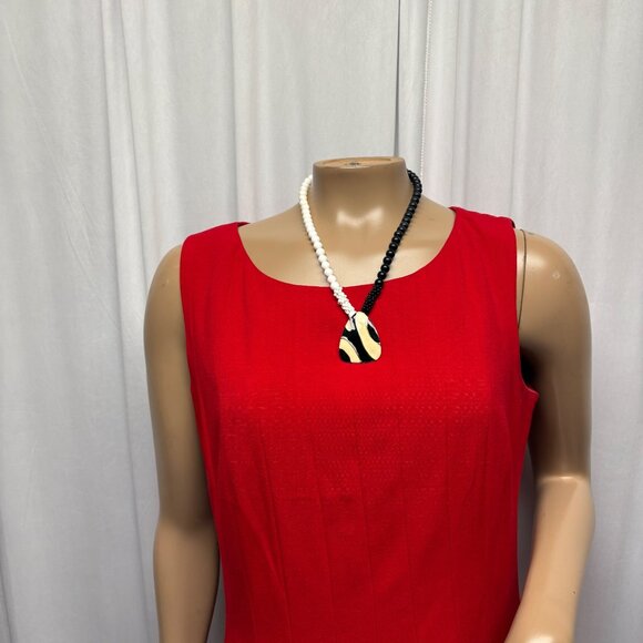 Calvin Klein Red Sleeveless Fit and Flare Dress Womens Sz 8 Classic Office Party - Picture 2 of 9